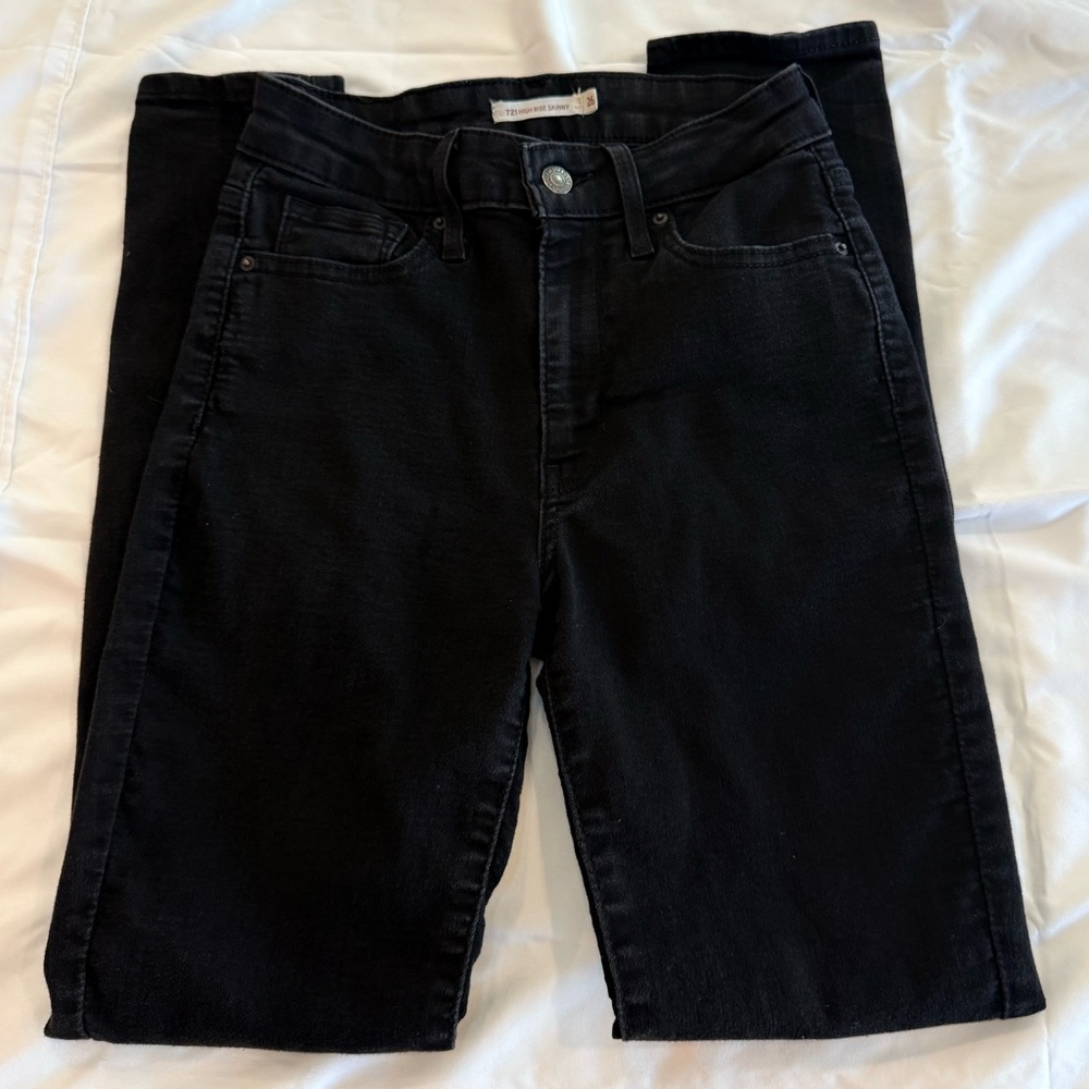 LEVI’S 721 High Rise Skinny Women's Black Jeans - Size 26 - Picture 4 of 7